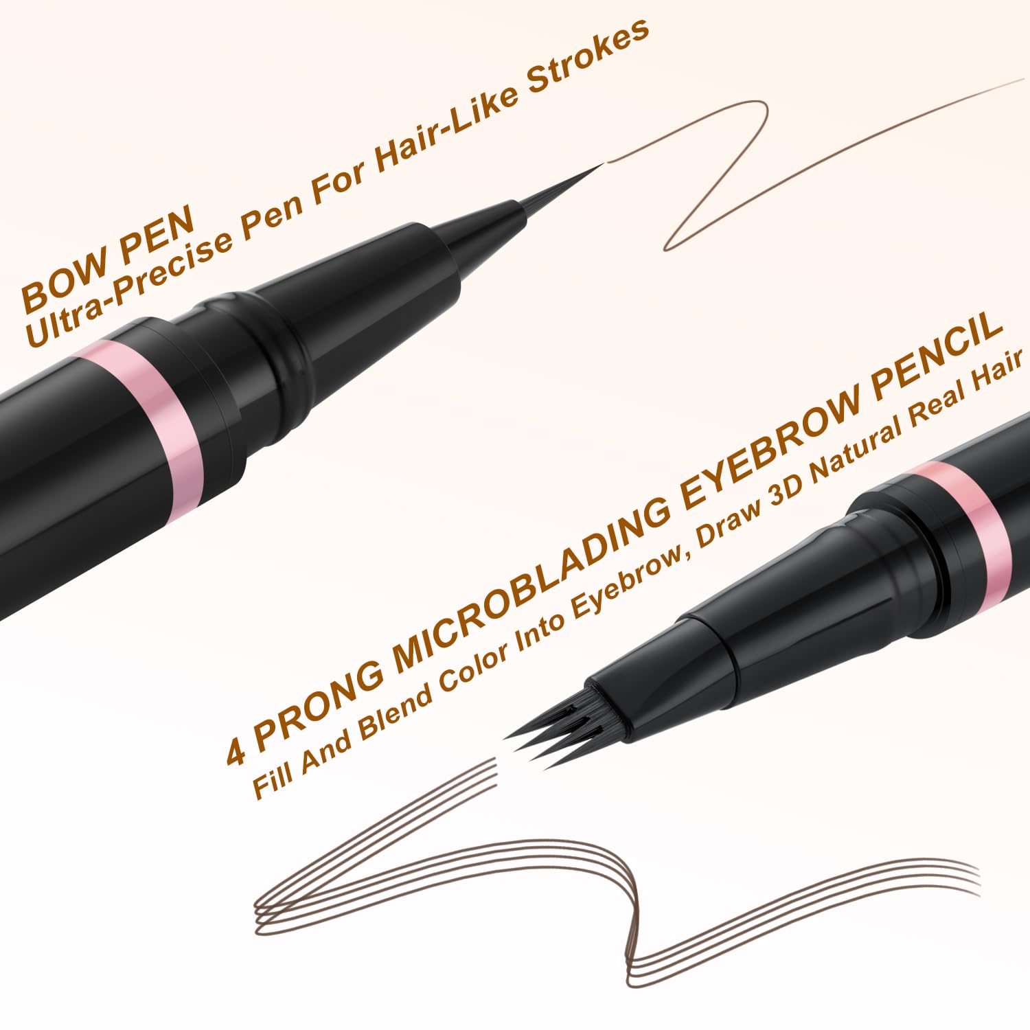 Eyebrow Pencil Makeup Kit Waterproof 2-IN-1 Microblading Pen/Pomade Eyeliner and Dual-ended Brush, Brow Pencil Kit for Natural Eyebrows, Dark Brown