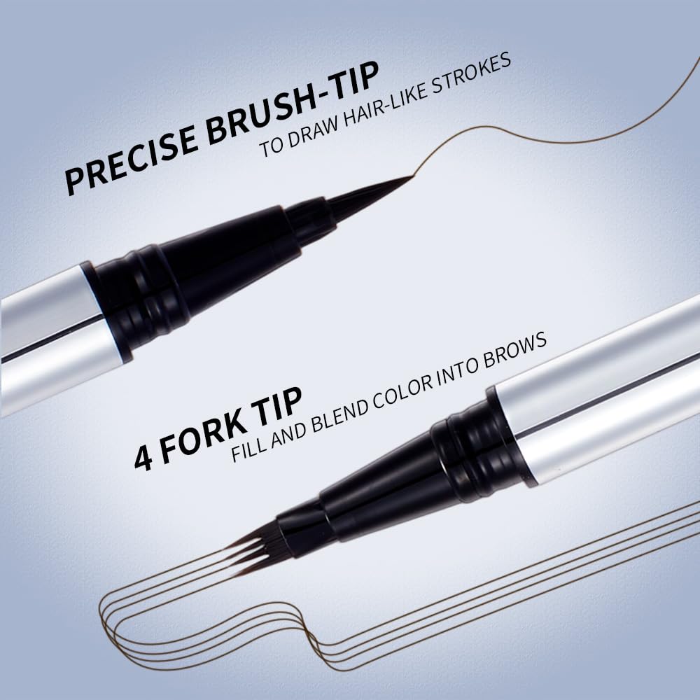 Eyebrow Pencil & Liquid Eyeliner – Waterproof Brow Pencil with Fine Microblading Tip, Natural Hair-Like Strokes, Long Lasting, Smudge-Proof Dual-Ended Design(02 CARAMEL BROWN)