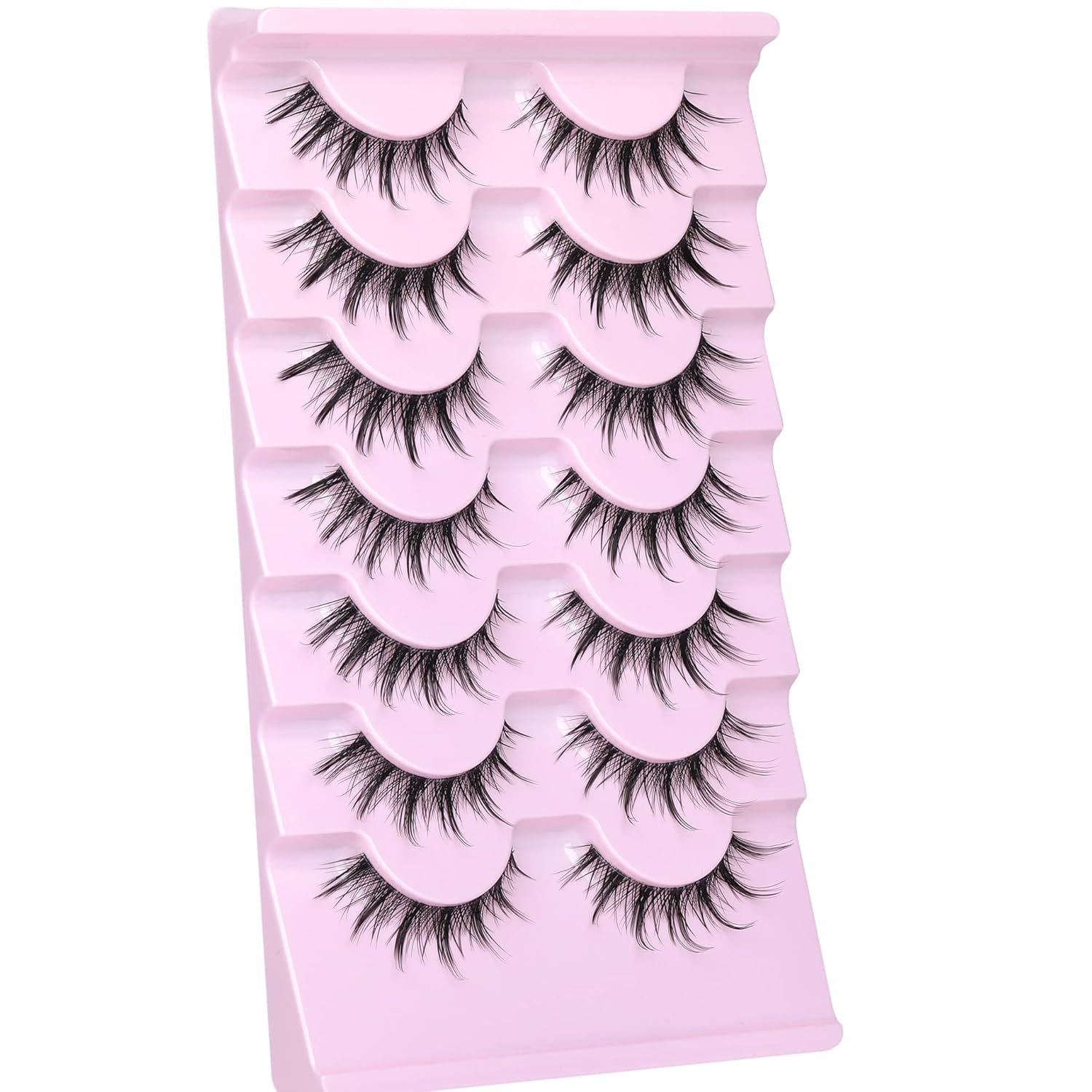 Manga Lashes Natural Look Anime Lashes Cosplay False Eyelashes with Clear Band 3D Wispy Eyelashes Asian Japanese Korean Style Manhua Lashes Look Like Individual Clusters Pack by
