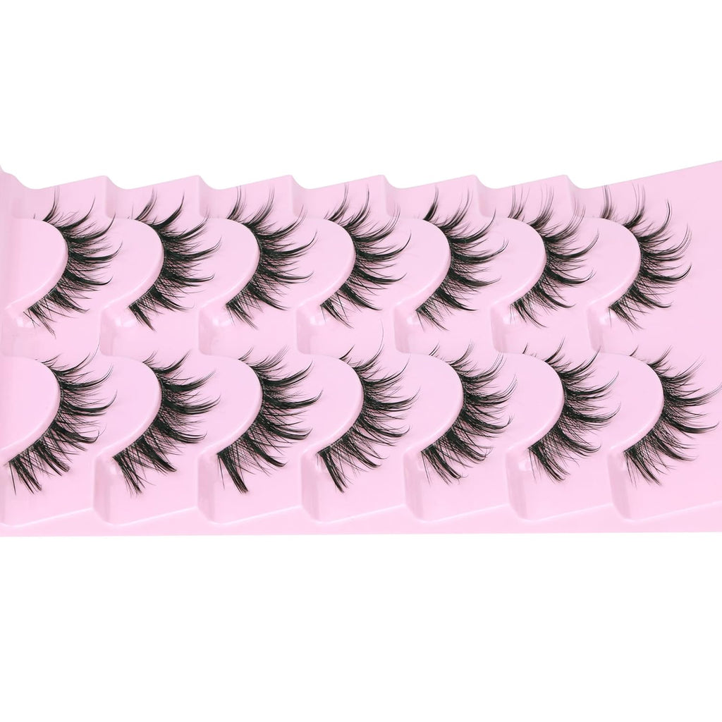 Manga Lashes Natural Look Anime Lashes Cosplay False Eyelashes with Clear Band 3D Wispy Eyelashes Asian Japanese Korean Style Manhua Lashes Look Like Individual Clusters Pack by