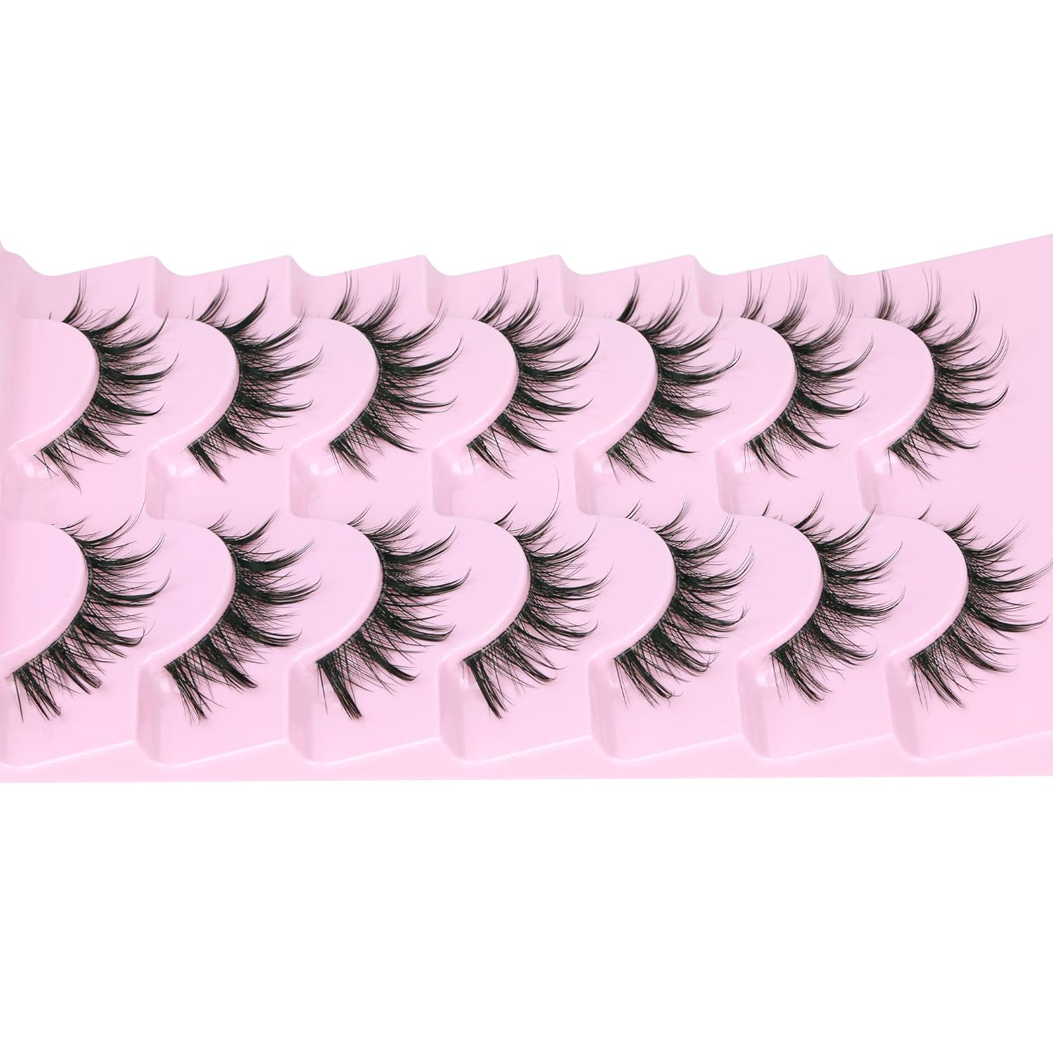 Manga Lashes Natural Look Anime Lashes Cosplay False Eyelashes with Clear Band 3D Wispy Eyelashes Asian Japanese Korean Style Manhua Lashes Look Like Individual Clusters Pack by