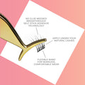 Falsies Press On Self Adhesive Eyelashes, 12mm-14mm Natural Volume Press On Lashes, Black, No Glue Needed, Invisible Band, 20 Lash Clusters & Non-Stick Applicator - Natural