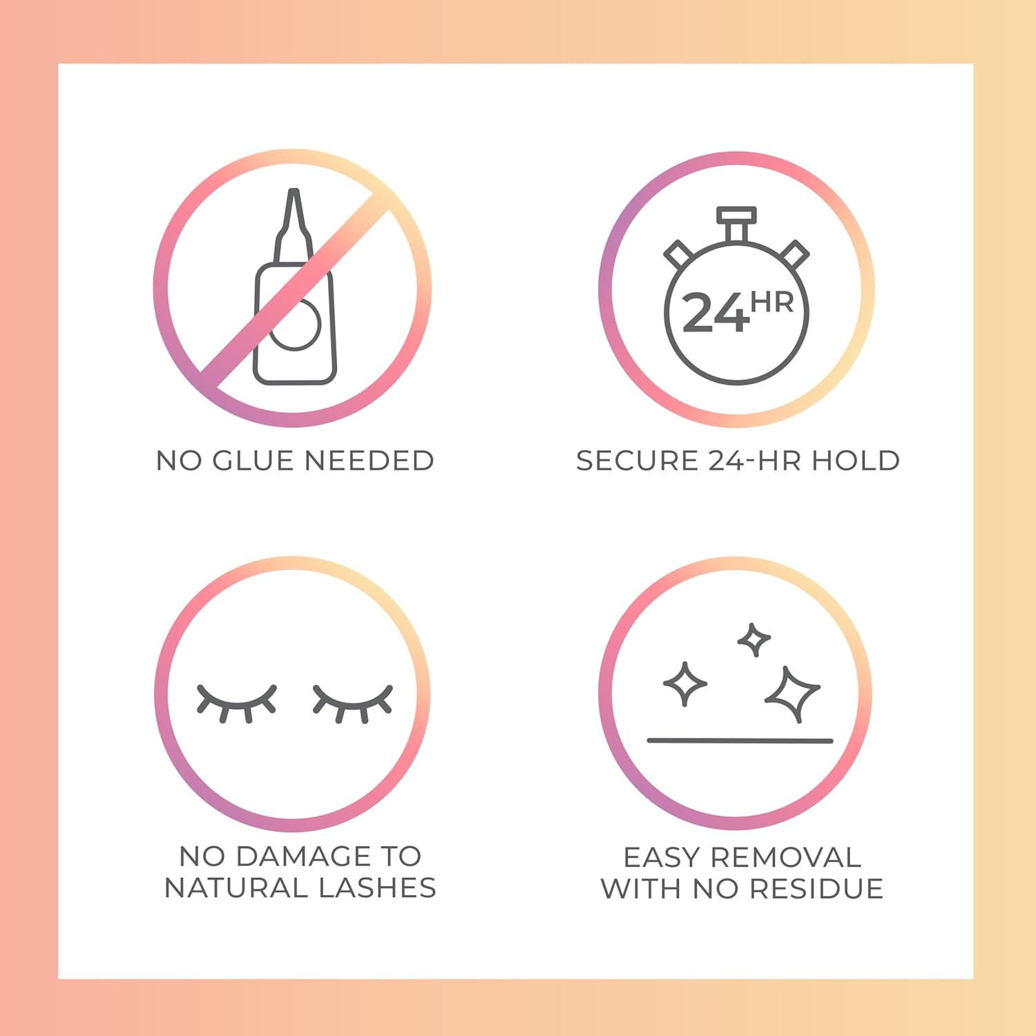 Falsies Press On Self Adhesive Eyelashes, 12mm-14mm Natural Volume Press On Lashes, Black, No Glue Needed, Invisible Band, 20 Lash Clusters & Non-Stick Applicator - Natural