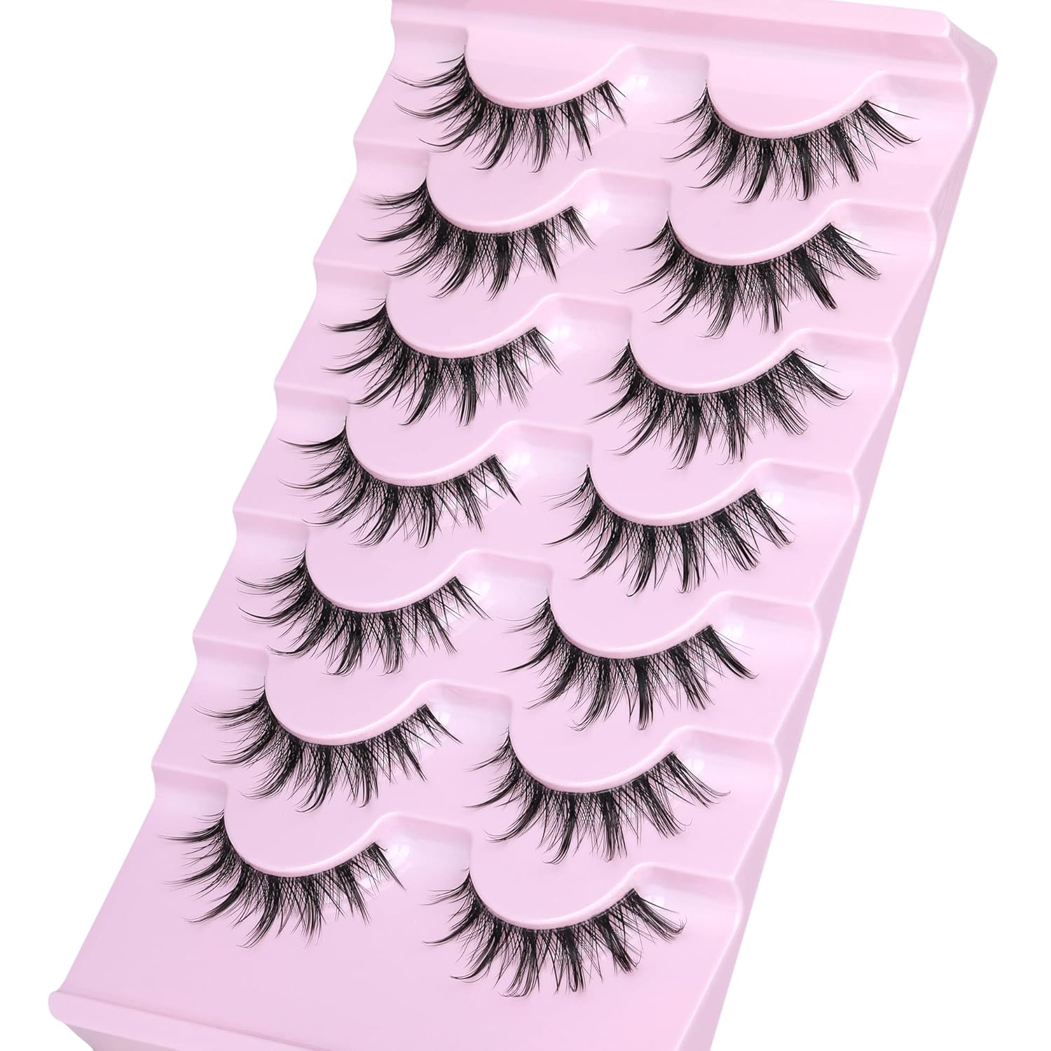 Manga Lashes Natural Look Anime Lashes Cosplay False Eyelashes with Clear Band 3D Wispy Eyelashes Asian Japanese Korean Style Manhua Lashes Look Like Individual Clusters Pack by