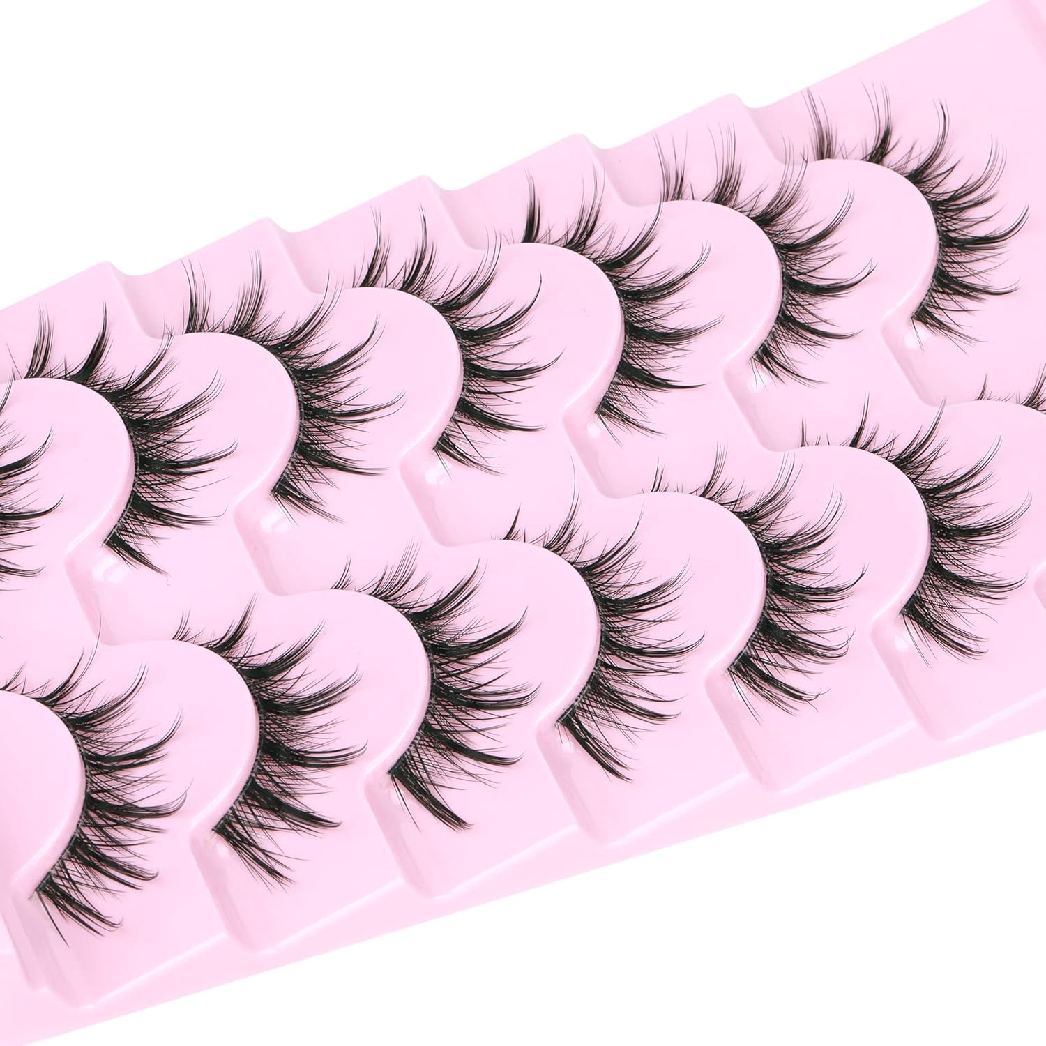 Manga Lashes Natural Look Anime Lashes Cosplay False Eyelashes with Clear Band 3D Wispy Eyelashes Asian Japanese Korean Style Manhua Lashes Look Like Individual Clusters Pack by
