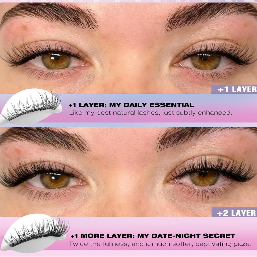 Natural Lash Extension Kit 168Pcs Lash Clusters Kit Wispy Eyelash Extensions 9-12MM Individual Lashes Extensions with Bond and Seal Lash Glue and Eyelash Extension Tweezers DIY at Home by